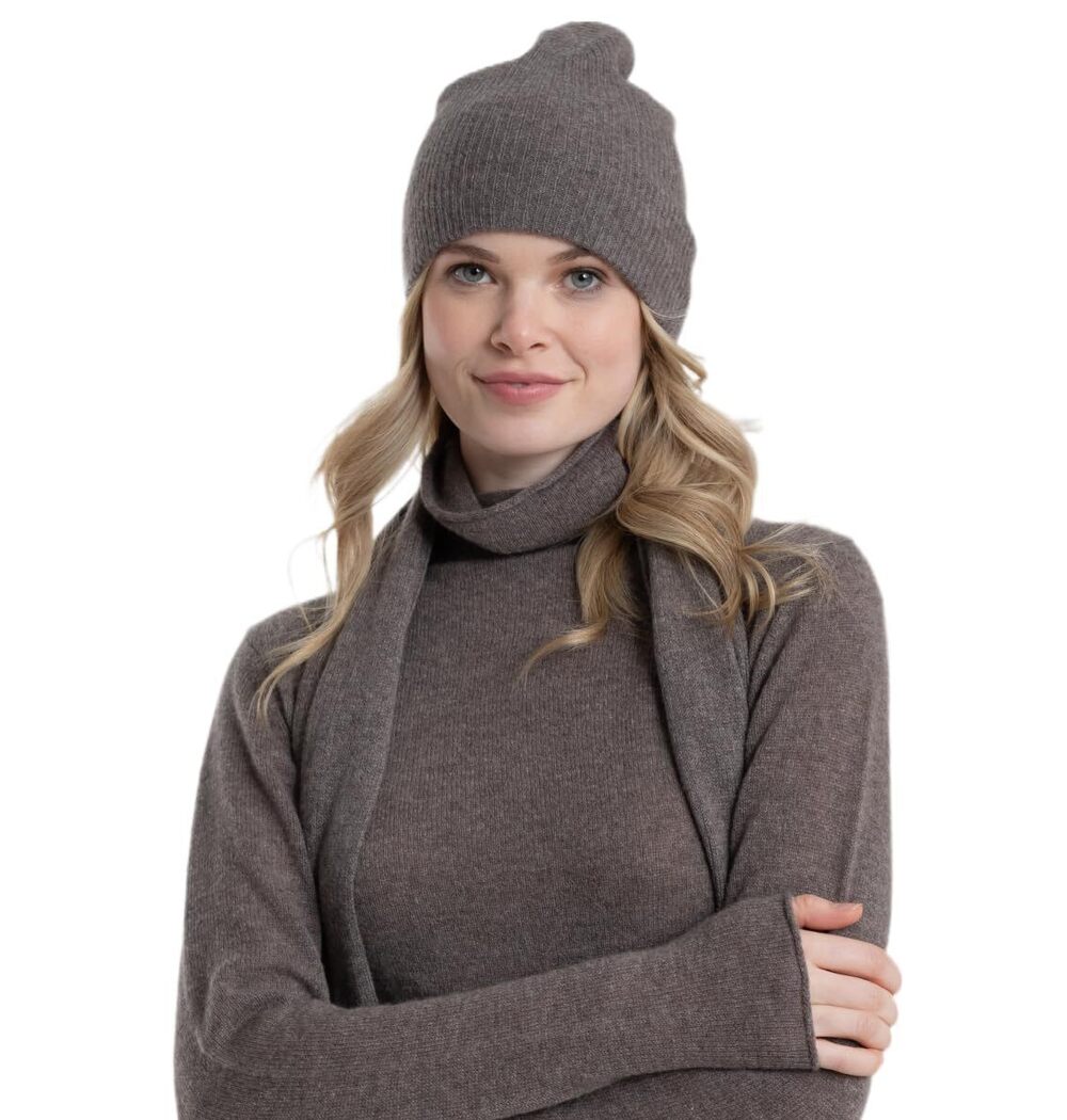 4875 Cashmere 100% Cashmere Easy Ribbed Beanie US Alpha One Size Large